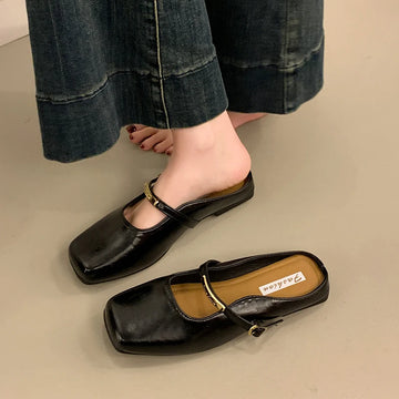 Xajzpa Summers New Style Women Cover Toe Mules Slippers Fashion Shallow Slip on Slide Ladies Women's Elegant Dress Shoes Zapatos Mujer